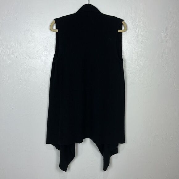 Halogen Cashmere Blend Black Draped Open Front Sleeveless Sweater Vest Size XS - Picture 2 of 6